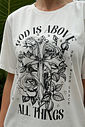 T-SHIRT ESTONADA GOD IS ABOVE ALL THINGS (COM CRISTAIS) OFF WHITE