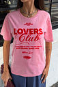 T-SHIRT ESTONADA LOVERS CLUB (COM FLOCADO) PINK HOT MARMORIZADO