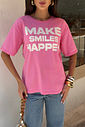 T-SHIRT ESTONADA MAKE SMILES ROSA CHICLETE
