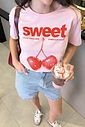 T-SHIRT ESTONADA CHERRY MOOD ROSA CANDY