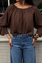 BLUSA OMBRO A OMBRO ANTONIA MARROM CACAU