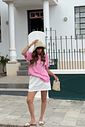 T-SHIRT OVERSIZED THE DOLCE (COM STRASS) ROSA CHICLETE