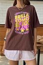 T-SHIRT ESTONADA BRILLA EL SOL (COM APLIQUE) MARROM CHOCOLATE T-SHIRT ESTONADA BRILLA EL SOL (COM APLIQUE) MARROM CHOCOLATE