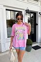 T-SHIRT OVERSIZED CAIPIRINHA GELADA (COM STRASS) ROSA CHICLETE