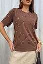 T-SHIRT ESTONADA PONTOS DE LUZ LISA MARROM CAFÉ T-SHIRT ESTONADA PONTOS DE LUZ LISA MARROM CAFÉ