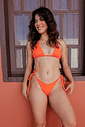 Cortininha Móvel Tangerina Liso + Calcinha Clássica Tangerina Liso