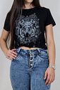 T-shirt Tigre Preta Prateado