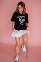 T-Shirt Over Fem Algodão Amaciado Atletic Chloe Preta