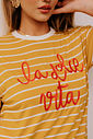 T-Shirt Feminina Viscolycra La Dolce Vita Sophia Listrada Amarela