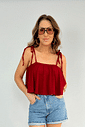 Cropped Com Babado de Alcinha Natalia Vermelho