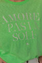T-Shirt Oversized Feminina Meia Malha Bordada Amore Erica Verde Neon