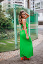 Vestido Longo Com Racha Lateral Bruna Verde