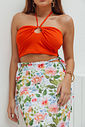 Saia Midi Em Tela Com Amarração Lateral Bali Floral Saia Midi Em Tela Com Amarração Lateral Bali Floral