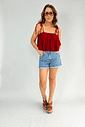Cropped Com Babado de Alcinha Natalia Vermelho