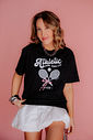 T-Shirt Over Fem Algodão Amaciado Atletic Chloe Preta