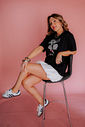 T-Shirt Over Fem Algodão Amaciado Atletic Chloe Preta