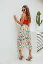 Saia Midi Em Tela Com Amarração Lateral Bali Floral Saia Midi Em Tela Com Amarração Lateral Bali Floral
