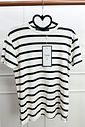 T-Shirt Básica Feminina Viscolinho Raquel Listrada Preto e Off T-Shirt Básica Feminina Viscolinho Raquel Listrada Preto e Off