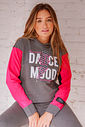 Moletom Feminino Com Recortes e Capuz Dance Julie Mescla Escuro Moletom Feminino Com Recortes e Capuz Dance Julie Mescla Escuro