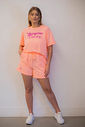Short Feminino com Recorte Lateral e Bordado Vitta Laranja Neon