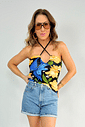 Blusa Feminina com Amarração Natália Tropical Blusa Feminina com Amarração Natália Tropical