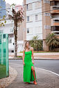 Vestido Longo Com Racha Lateral Bruna Verde