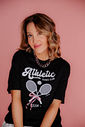 T-Shirt Over Fem Algodão Amaciado Atletic Chloe Preta