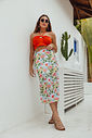 Saia Midi Em Tela Com Amarração Lateral Bali Floral Saia Midi Em Tela Com Amarração Lateral Bali Floral