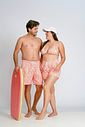 TROPICAL ORANGE - KIT CASAL (BERMUDA FEMININA + BERMUDA MASCULINA)