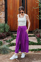Saia Midi Linho Estonado Roxo Saia Midi Linho Estonado Roxo