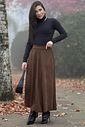 Saia Evasê Suede Marrom