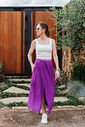 Saia Midi Linho Estonado Roxo Saia Midi Linho Estonado Roxo