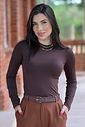 Blusa Malha Térmica Gola Baixa Marrom