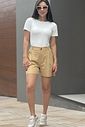 Short Alfaiataria Linho Andressa Caramelo