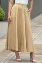 Saia Midi Alfaiataria Linho Andressa Caramelo Saia Midi Alfaiataria Linho Andressa Caramelo