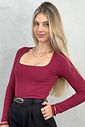 Blusa Decote Quadrado Longa Cherry