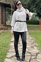 Blusa Tricot Giovana Alongado Gelo Blusa Tricot Giovana Alongado Gelo