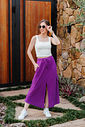 Saia Midi Linho Estonado Roxo Saia Midi Linho Estonado Roxo