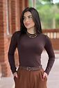 Blusa Malha Térmica Gola Baixa Marrom