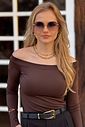 Blusa Ombro-Ombro Maya Marrom Blusa Ombro-Ombro Maya Marrom