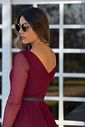 Vestido Tule Nati Bordo