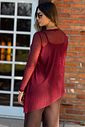Blusa Tule Assimétrica Nati Bordo