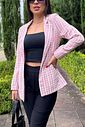 Blazer Alfaiataria Tweed Rosa