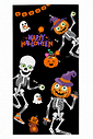 Kit 01 Halloween Caveirinhas Fofas — 1 Capa de Porta + 4 Capas de Almofada 45x45