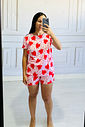 Pijama Manga Curta confort Estampa Corações Vermelho Pijama Manga Curta confort Estampa Corações Vermelho