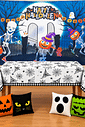Kit Decoração Halloween Happy Halloween com Painel, Toalha e 4 Capas de Almofada Kit Decoração Halloween Happy Halloween com Painel, Toalha e 4 Capas de Almofada
