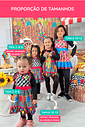 Avental Vestido Festa Junina Infantil Xadrez Preto com Bandeirinhas Tal Mãe Tal Filha MODELO INFANTI