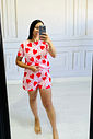 Pijama Manga Curta confort Estampa Corações Vermelho Pijama Manga Curta confort Estampa Corações Vermelho