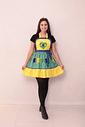 Vestido Festa Junina Estampa Brasil —Veste P ao G2 Vestido Festa Junina Estampa Brasil —Veste P ao G2