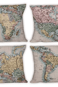 KIT 4 CAPAS DE ALMOFADAS DECORATIVAS MAPA MUNDO VIAGEM - 45x45 KIT 4 CAPAS DE ALMOFADAS DECORATIVAS MAPA MUNDO VIAGEM - 45x45